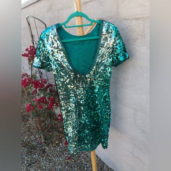 mini ombré beaded and sequin mini dress - Picture 9 of 13